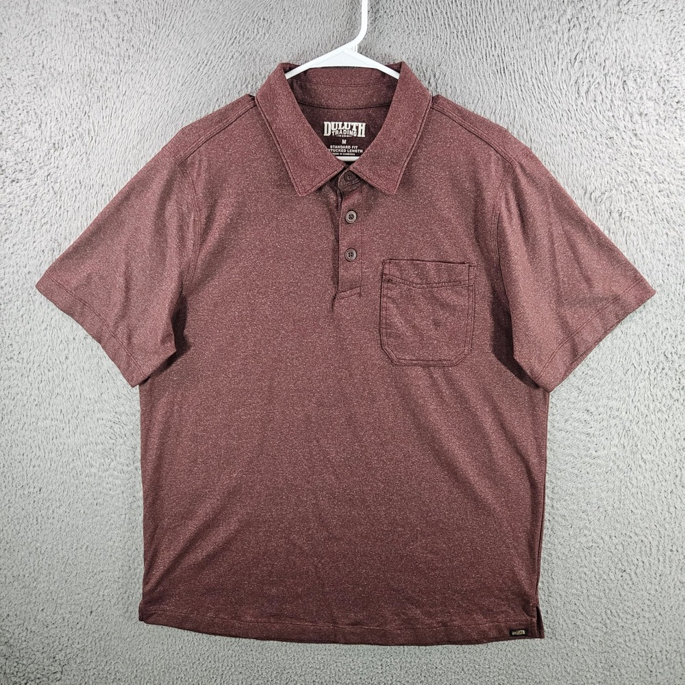 Duluth Trading Co Mens Medium Maroon Heathered‎ Untucked Fit Pocket Polo Shirt